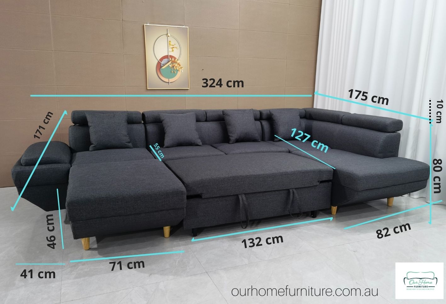 Stella "U" Shape Pull Out Sofa Bed