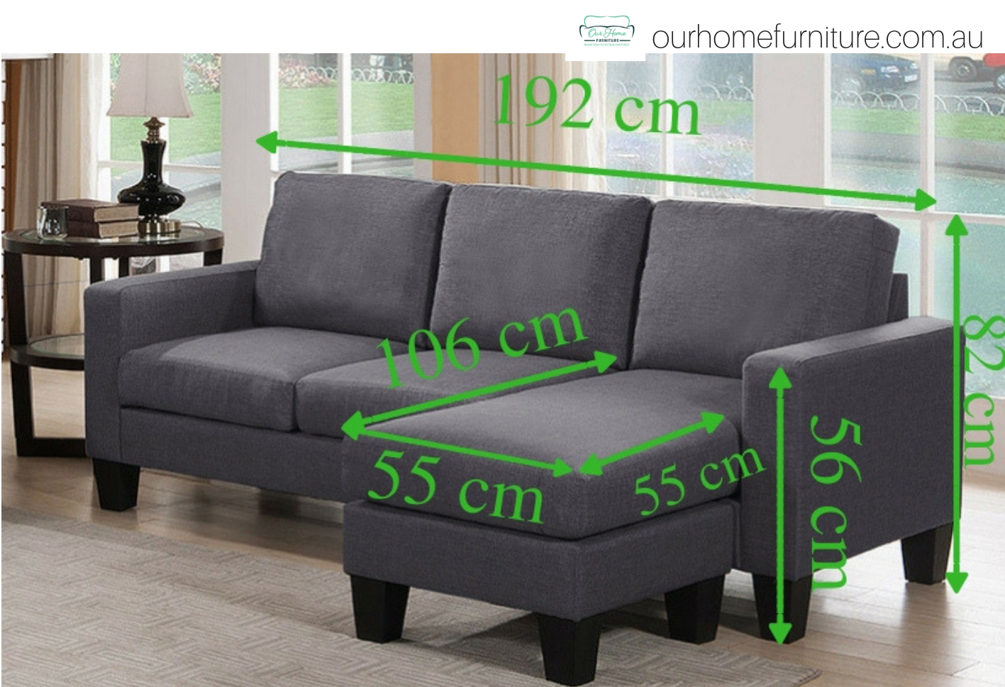 Bianca -  3 Seater Sofa Only With Chaise-Ottoman