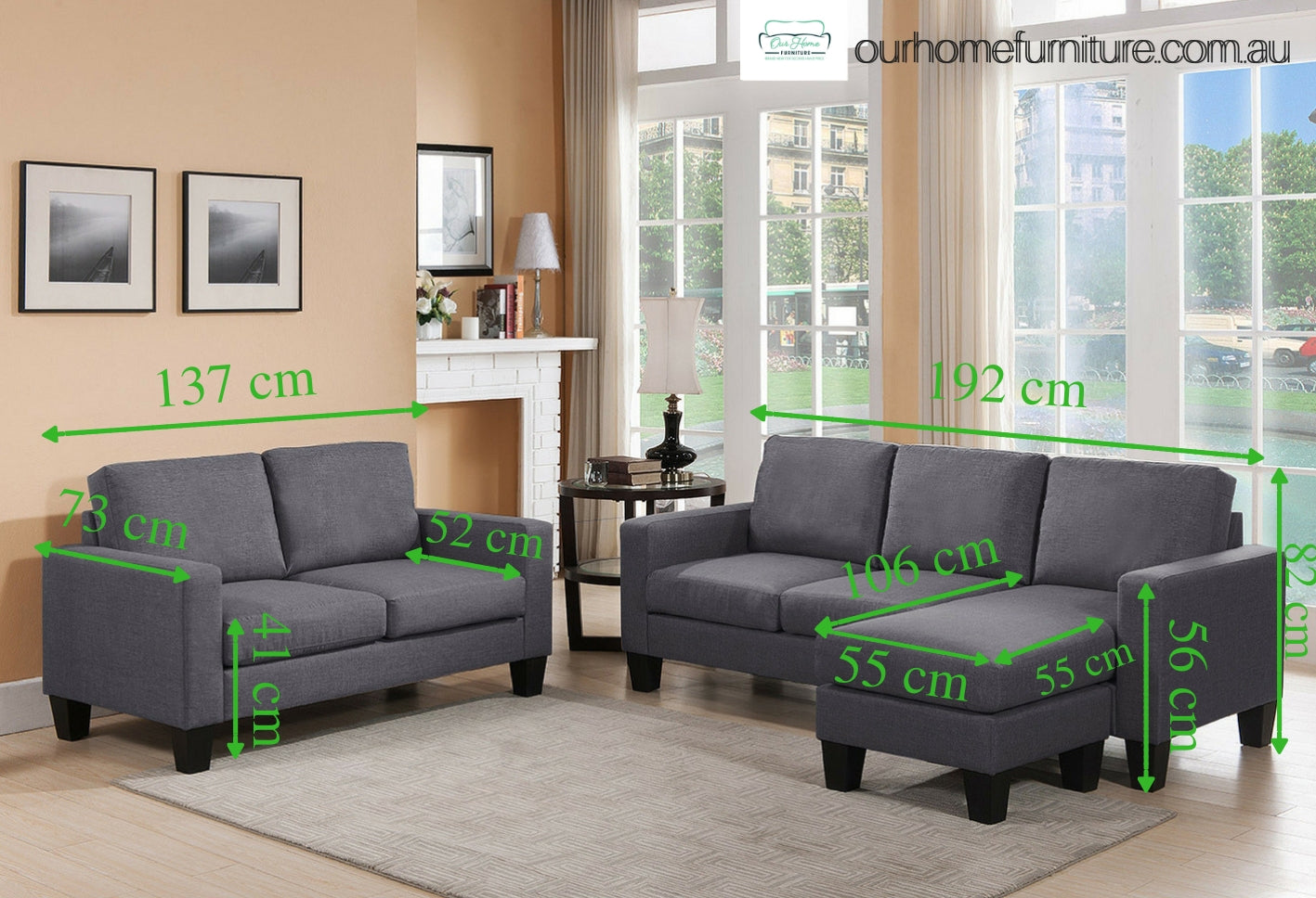 Bianca - Sofa Set With Chaise-Ottoman